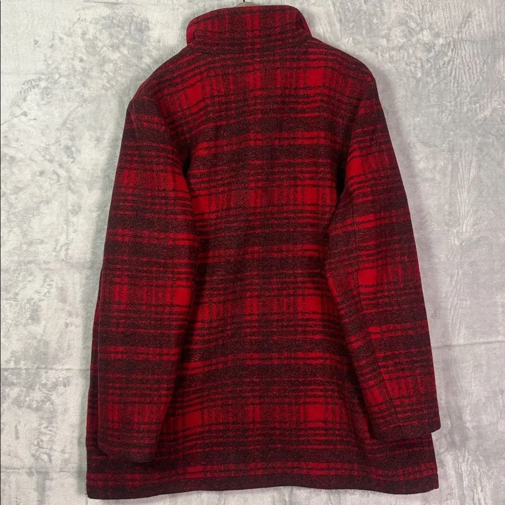 NWT New Pendleton Red Black Plaid Wood Full Zip Jacket Size Large